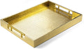 17 in x 12 in Wood Serving Tray with Gold Handles - Stylish Ottoman