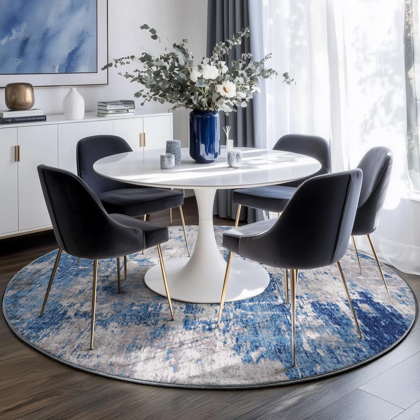 Washable Area Rugs 8ft Non-Slip Modern Abstract Soft Design