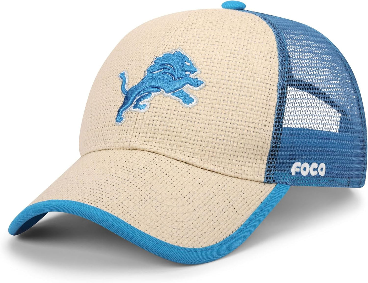 FOCO Men's NFL Team Logo Straw Trucker Cap for Casual Style