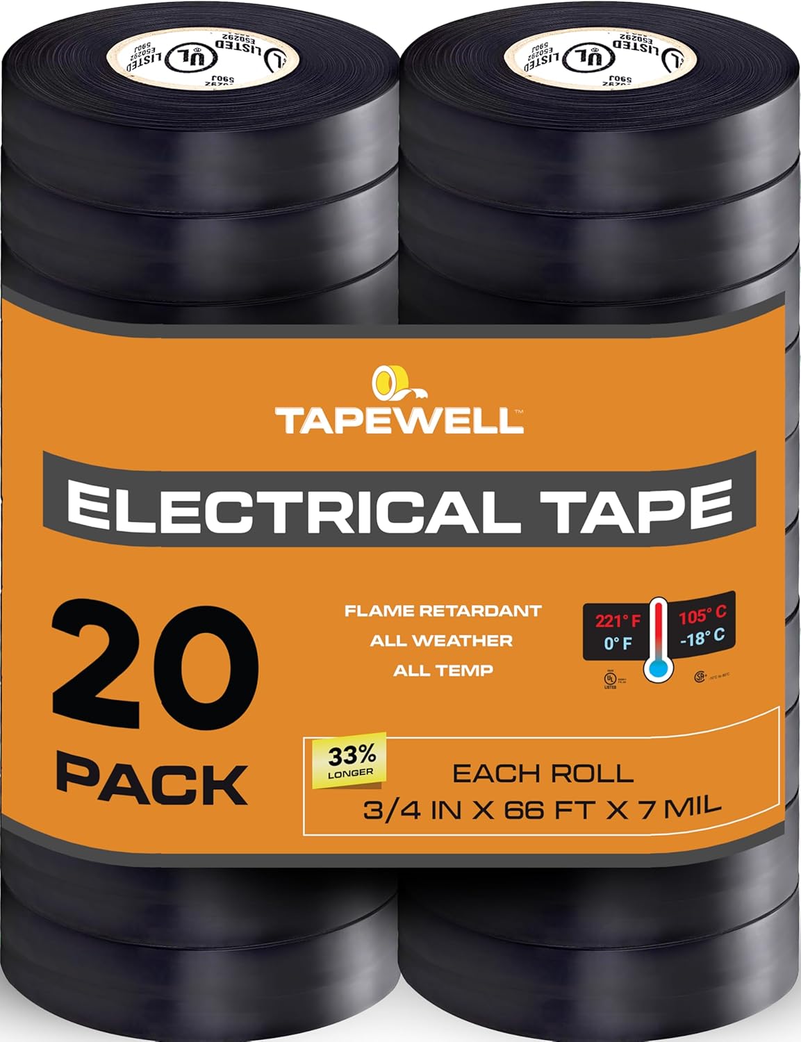 Black Electric Tape, Professional Grade for All Weather Use