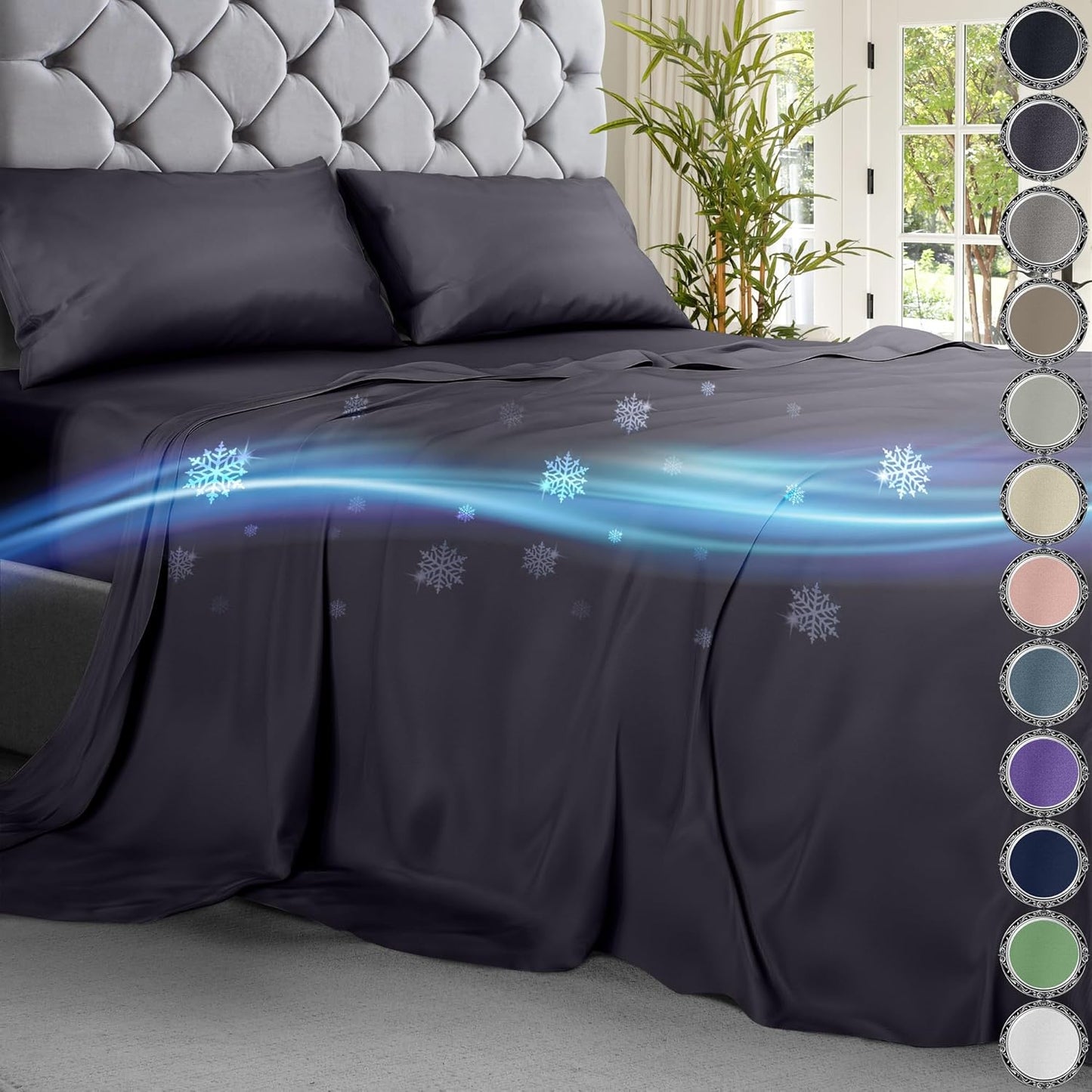 Cooling Bed Sheets King Set - Luxurious Bamboo Viscose Microfiber