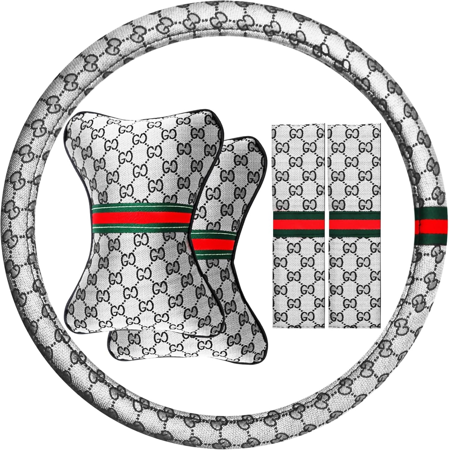 Steering Wheel Cover with Headrest Pillows and Seat Belt Cushions