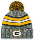 NFL Heather Stripe Pom Beanie Hat - Lined Warm Fit for Fans