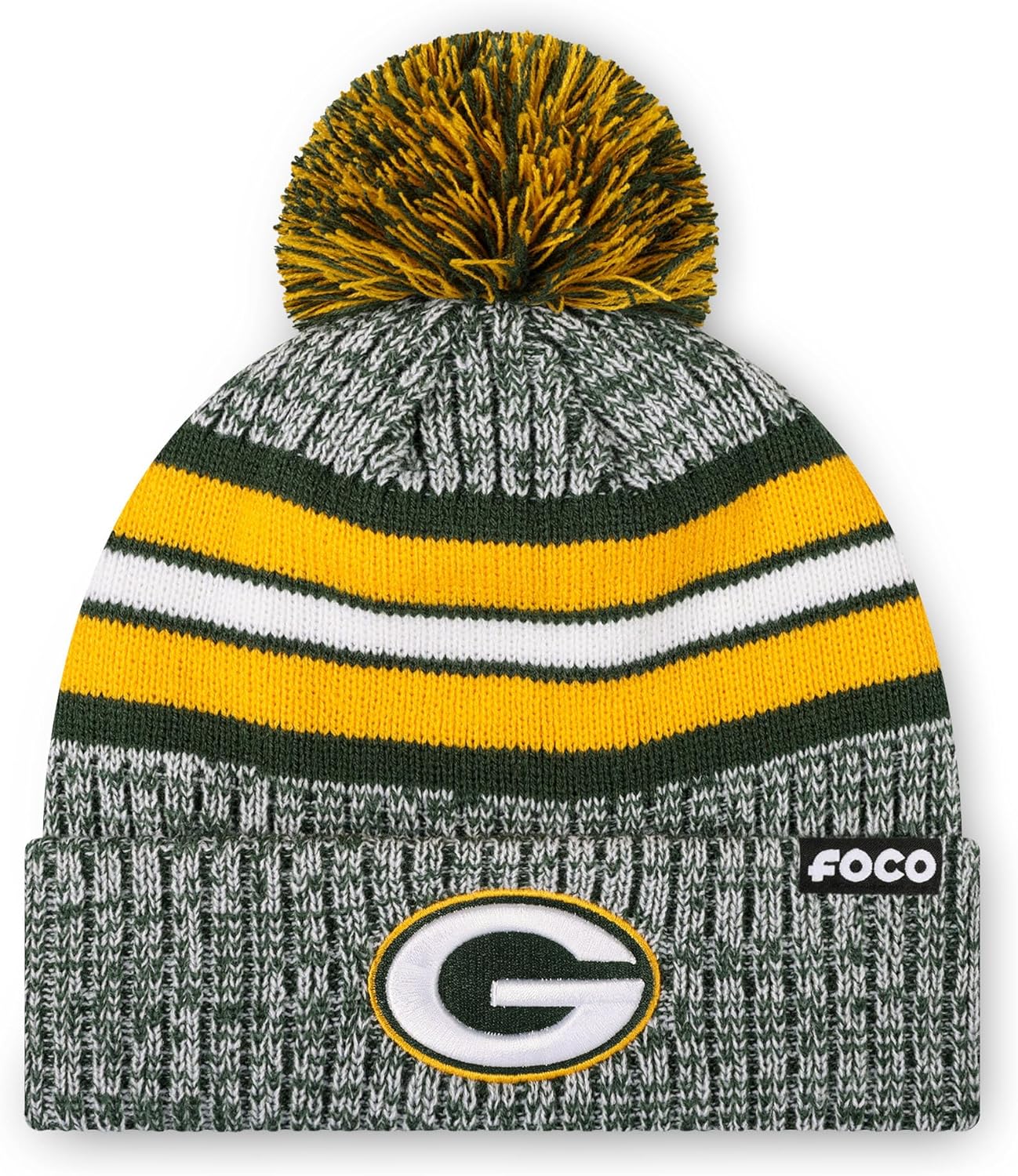 FOCO NFL Team Logo Heather Stripe Pom Beanie Hat Review