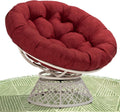 Ergonomic 40in Wicker Papasan Chair with Thick Cushion - Swivel