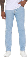 Men's Stretch Regular Fit Straight-Leg Cotton Denim Jeans (Style Q88R)