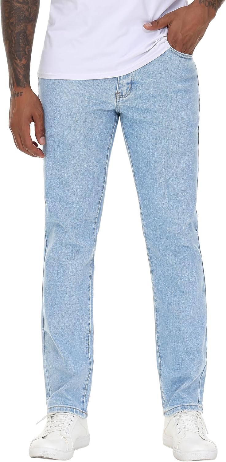 Men's Stretch Regular Fit Straight-Leg Denim Pants for Comfort