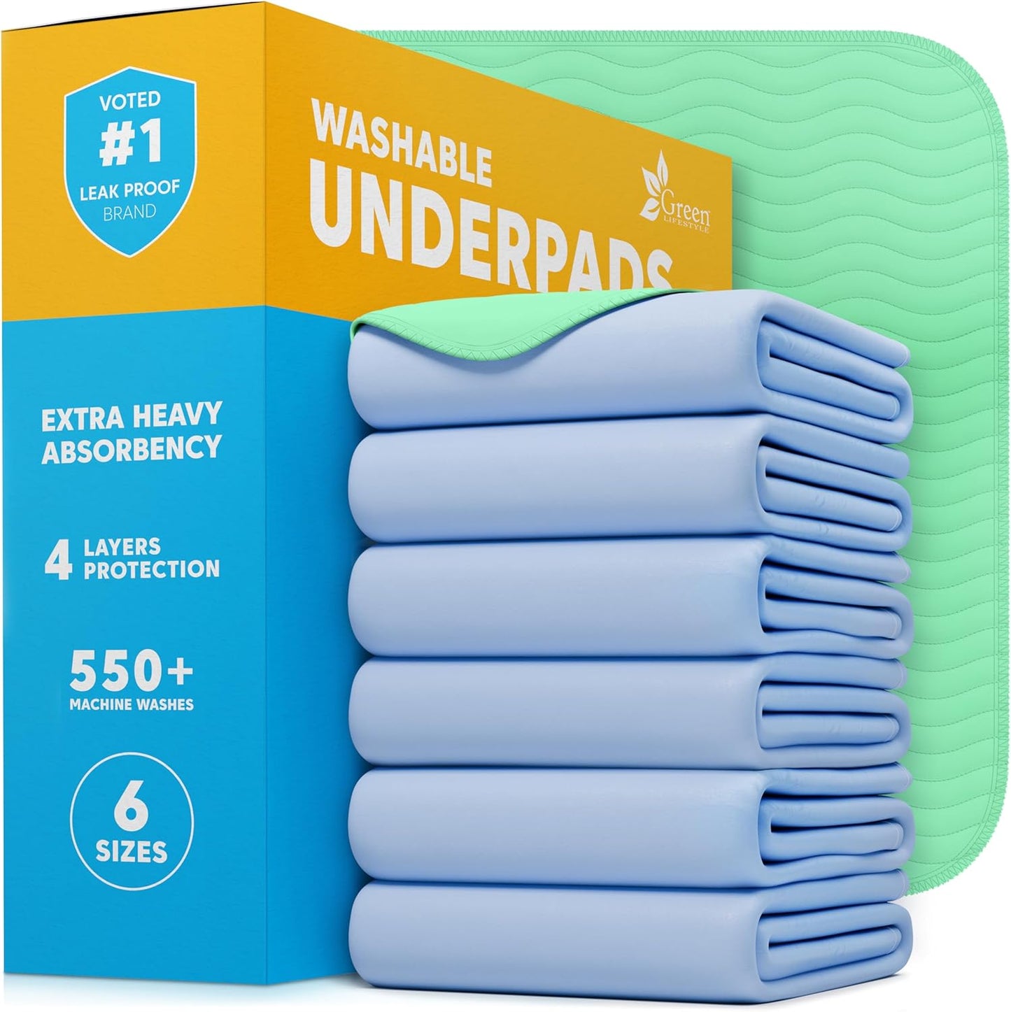 GREEN LIFESTYLE Washable Underpads for Bedwetting and Incontinence