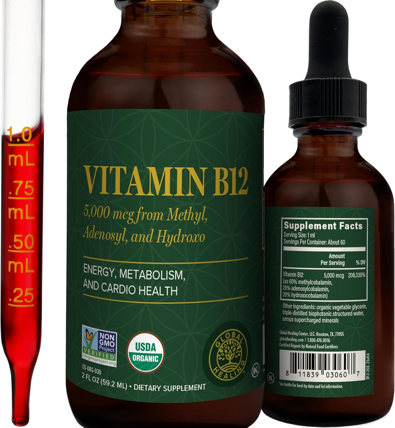 Organic Vitamin B12 5000 MCG Sublingual Liquid for Energy