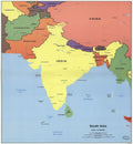 South Asia Large Laminated Political Map Poster 24x26 - Frame Ready