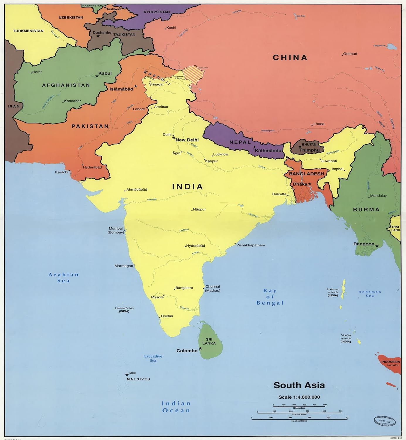 Large Detailed South Asia Political Map