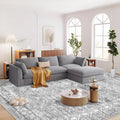 8 x 10 Grey Moroccan Area Rug - Machine Washable Low Pile Vintage Boho