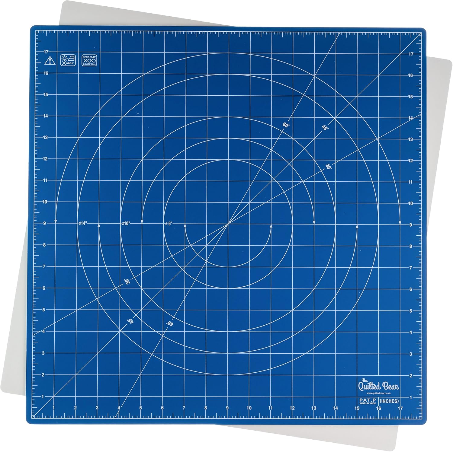 The Quilted Bear Rotating Cutting Mat 18in x 18in for Quilting
