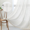 Natural Living Room Curtains 2 Panel Set 50 x 95 in - Soft Semi Sheer