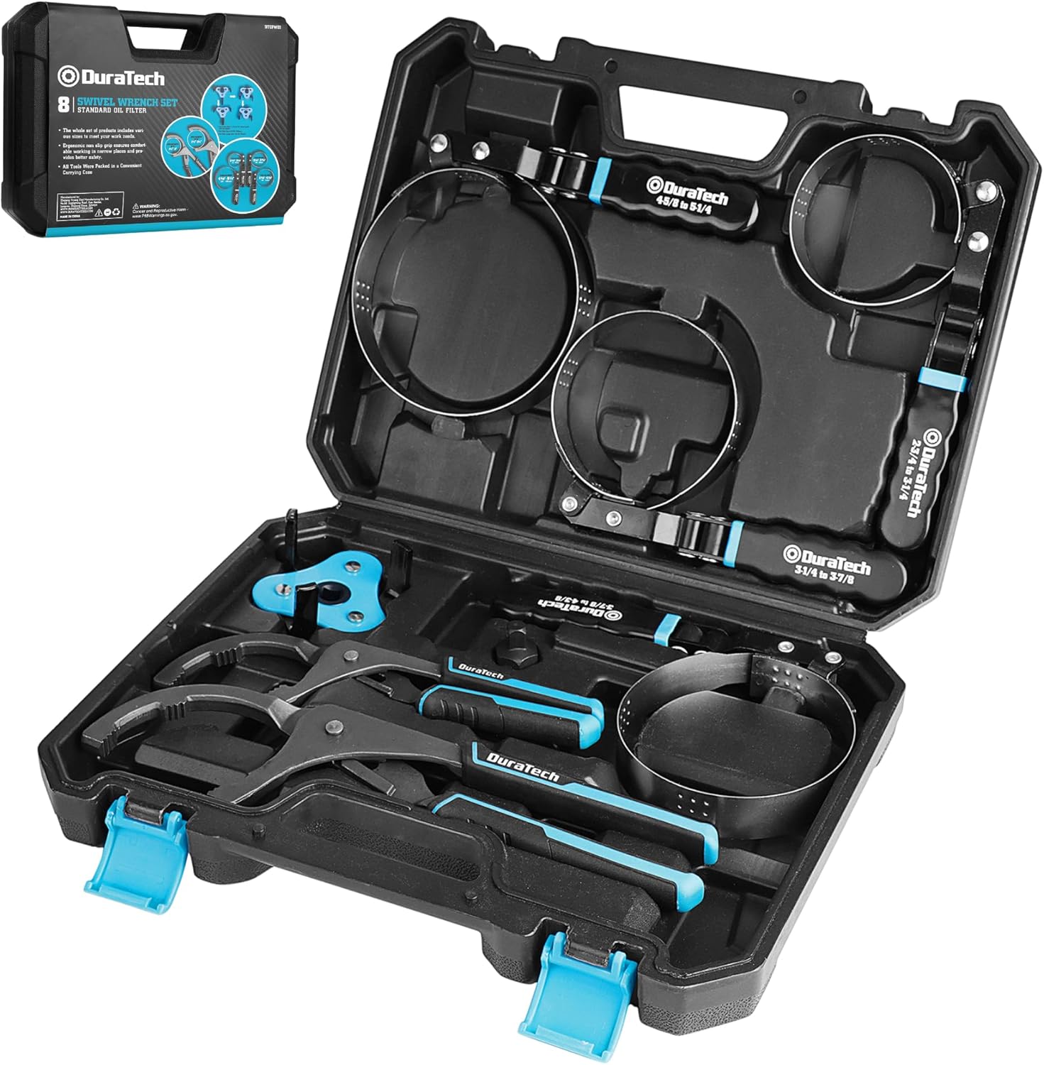 DURATECH 8-Piece Oil Filter Swivel Wrench Set for Easy Use