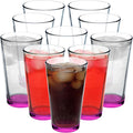 DISCOUNT PROMOS Beer Pint Glasses 16 oz Set of 10 - Heavy Duty Pink