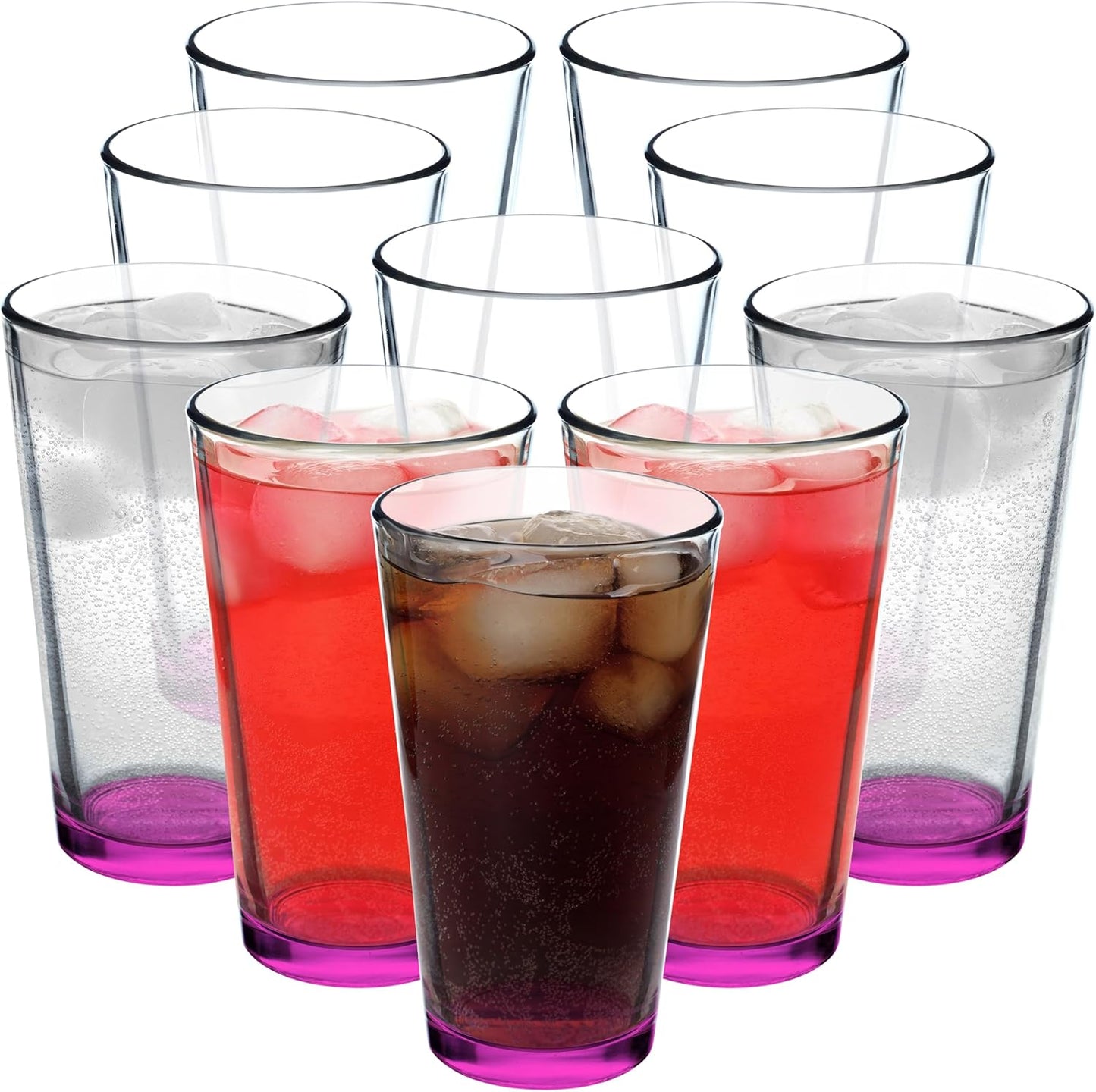 16 oz Beer Pint Glasses Set of 10 - Heavy Duty Glassware