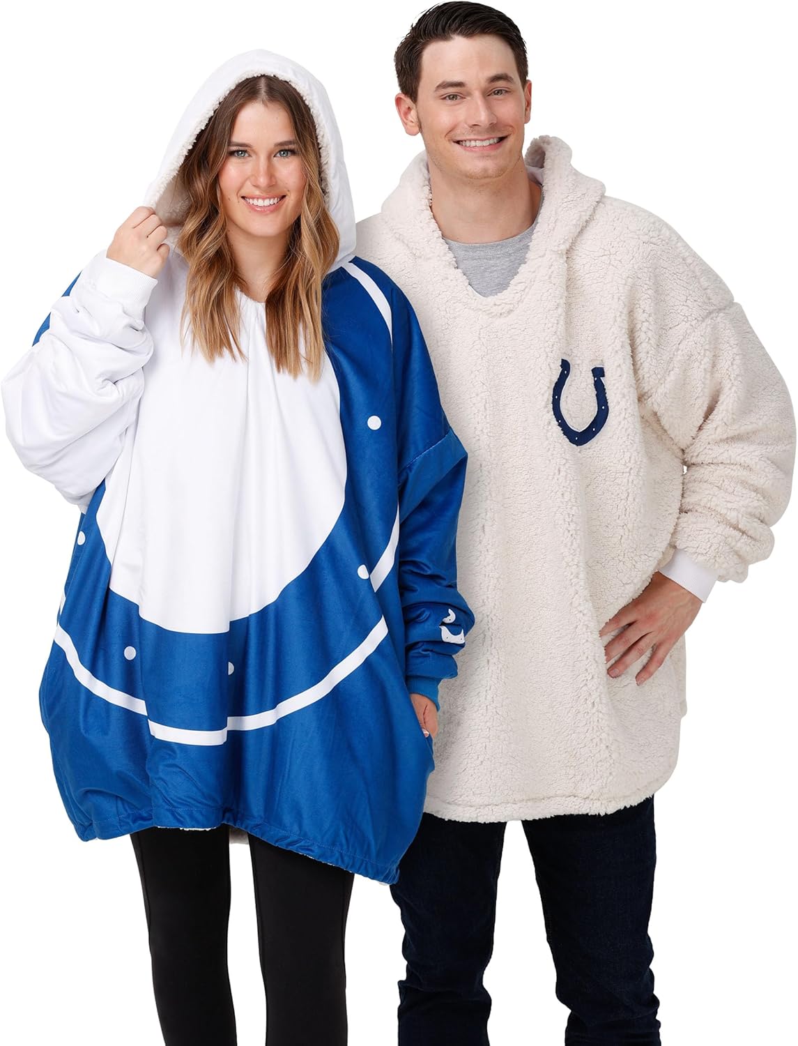 Foco NFL Team Logo Reversible Oversized Sherpa Hoodie Sweatshirt