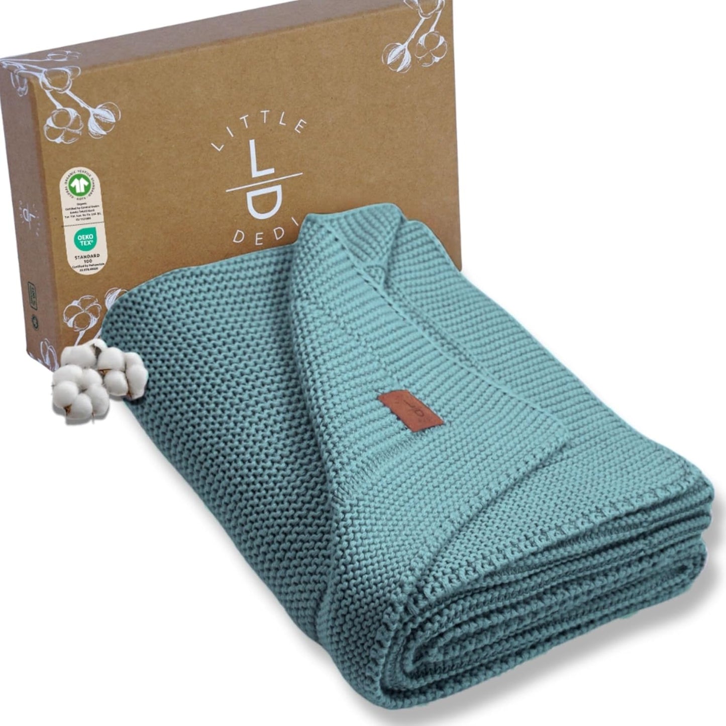100% Organic Cotton Baby Knitted Blanket - Soft Toddler Gift