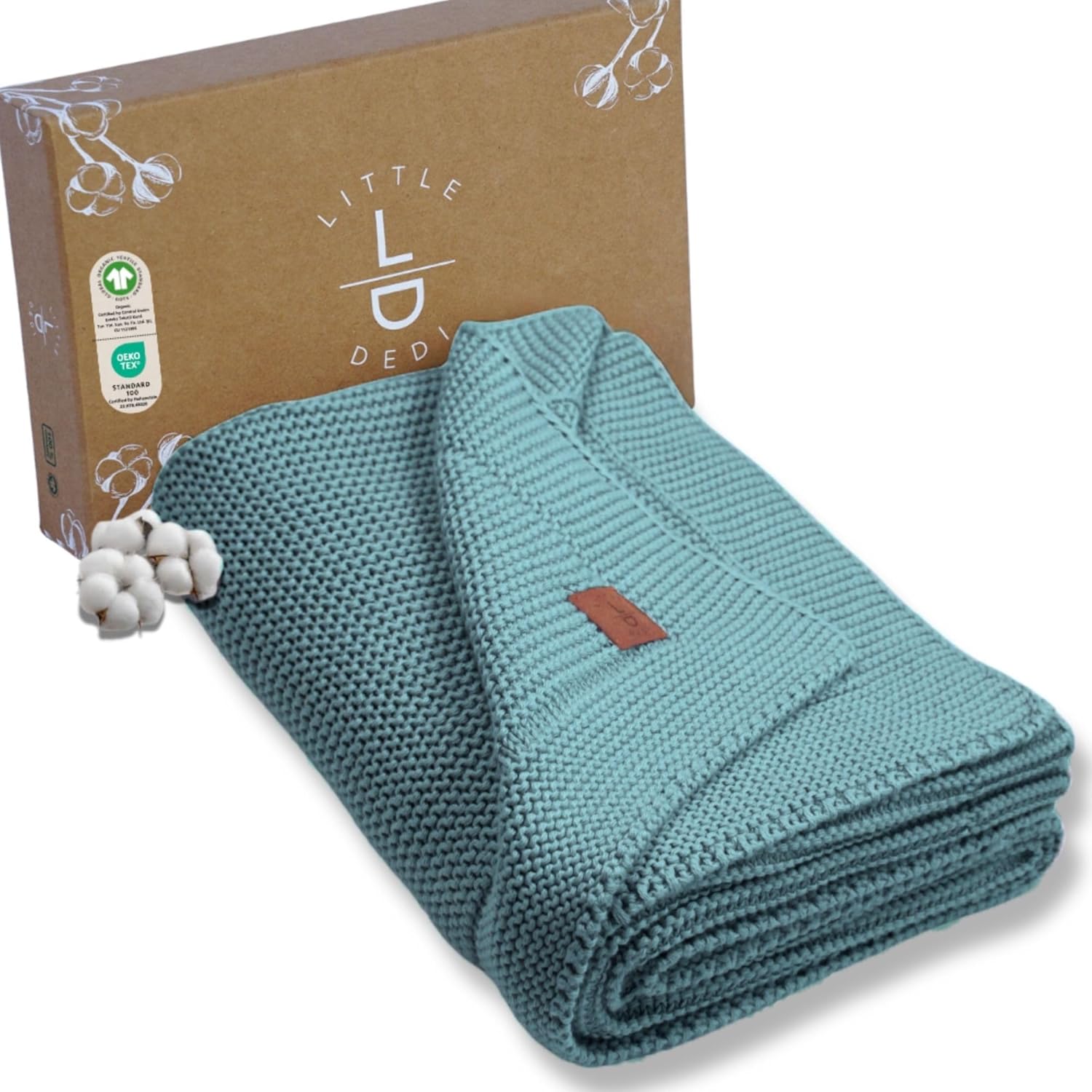 100% Organic Cotton Baby Knitted Blanket - Soft Toddler Gift