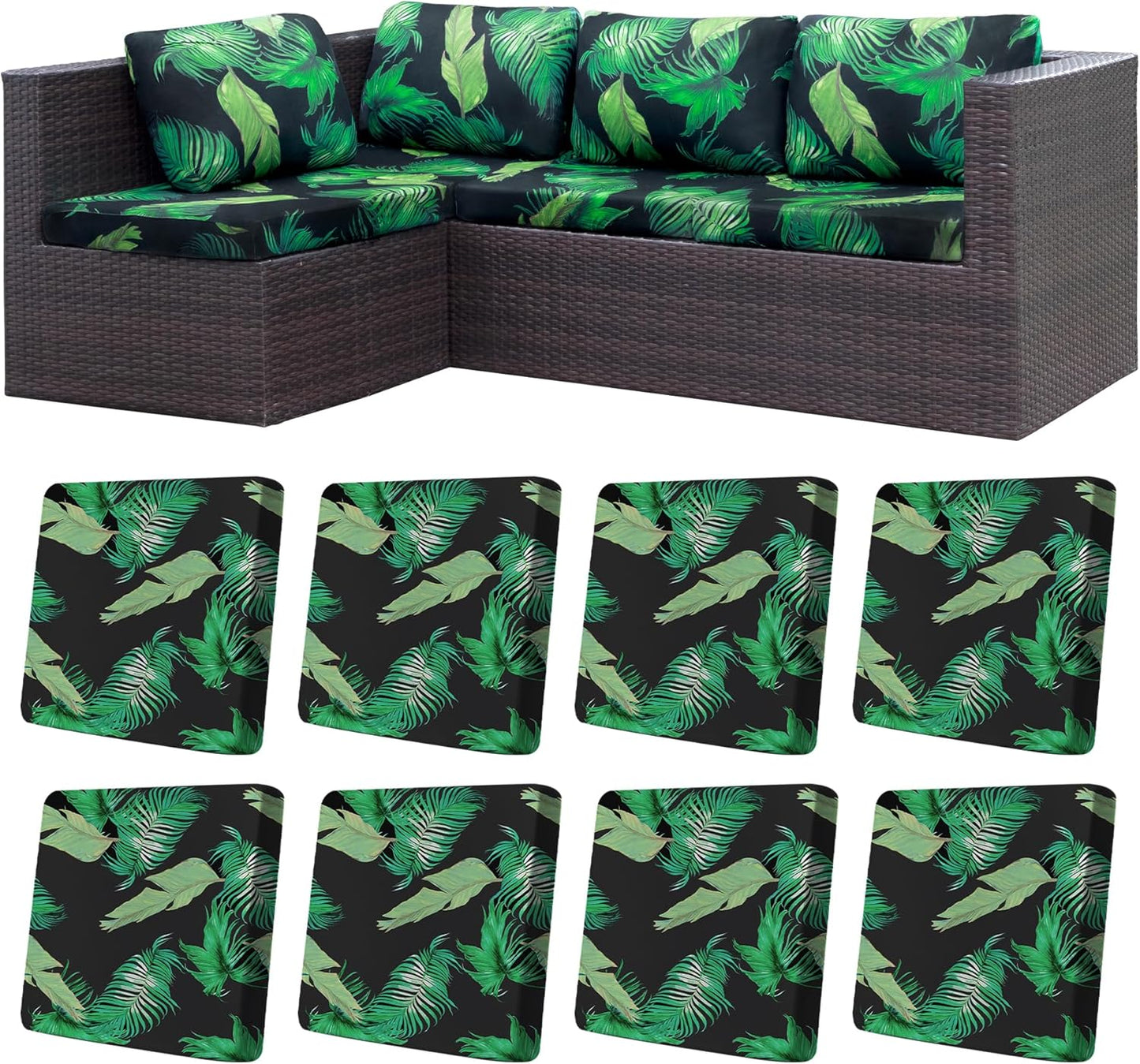 8Pcs Stretch Patio Cushion Covers for Outdoor Furniture Protection