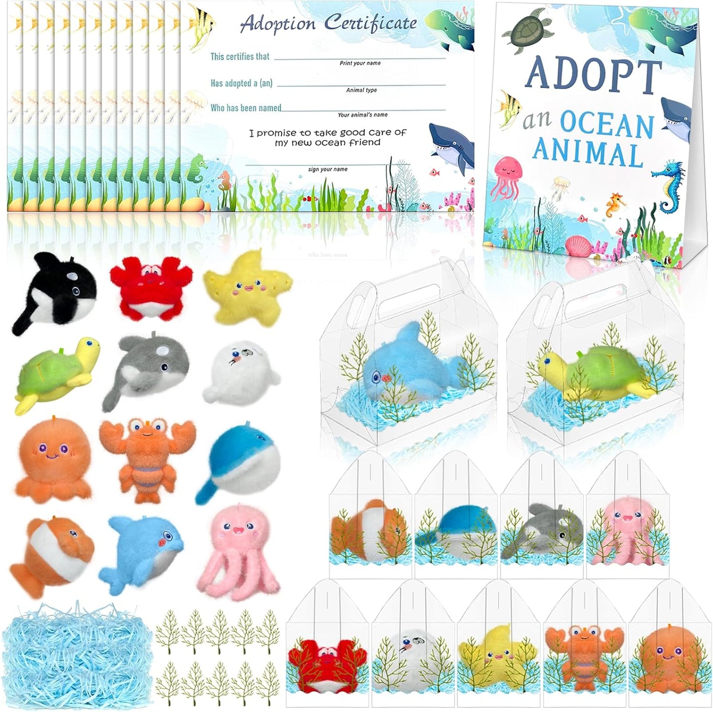 Adopt an Ocean Animal Party Favors with Plush Sea Animals