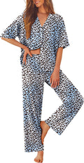 Ekouaer Women Pajamas Set Button Down Short Sleeve and Long Pants made