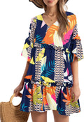 Funlingo Women's Summer Tunic Mini Dress - Flowy Casual Knee Length