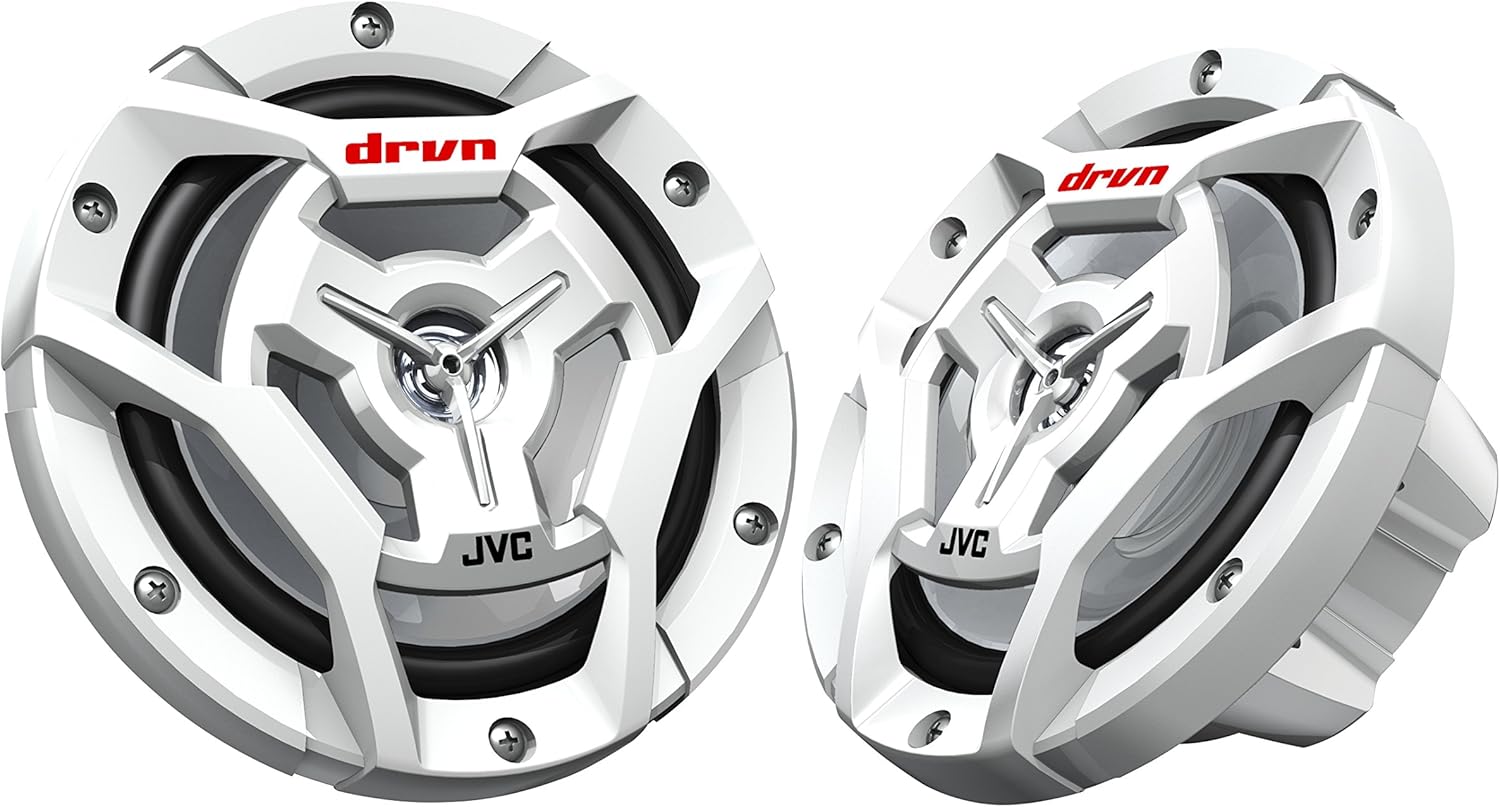 JVC Marine Coaxial Speakers Set - Water Resistant Woofers, UV Resistant Grilles - 150W Max Power