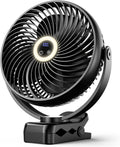Koonie 10000mAh Clip On Fan: LED Lantern, Quiet & Portable