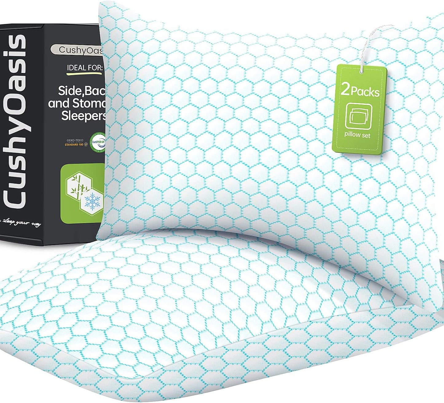 Shredded Memory Foam Pillow Set for Comfortable Sleep