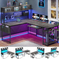 SEDETA L Shaped Desk 94.5 in Home Office Desk - LED, Power & Storage