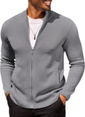 Mens Zip Up Cardigan Sweater Slim Fit Full Zip Cardigan - Warm