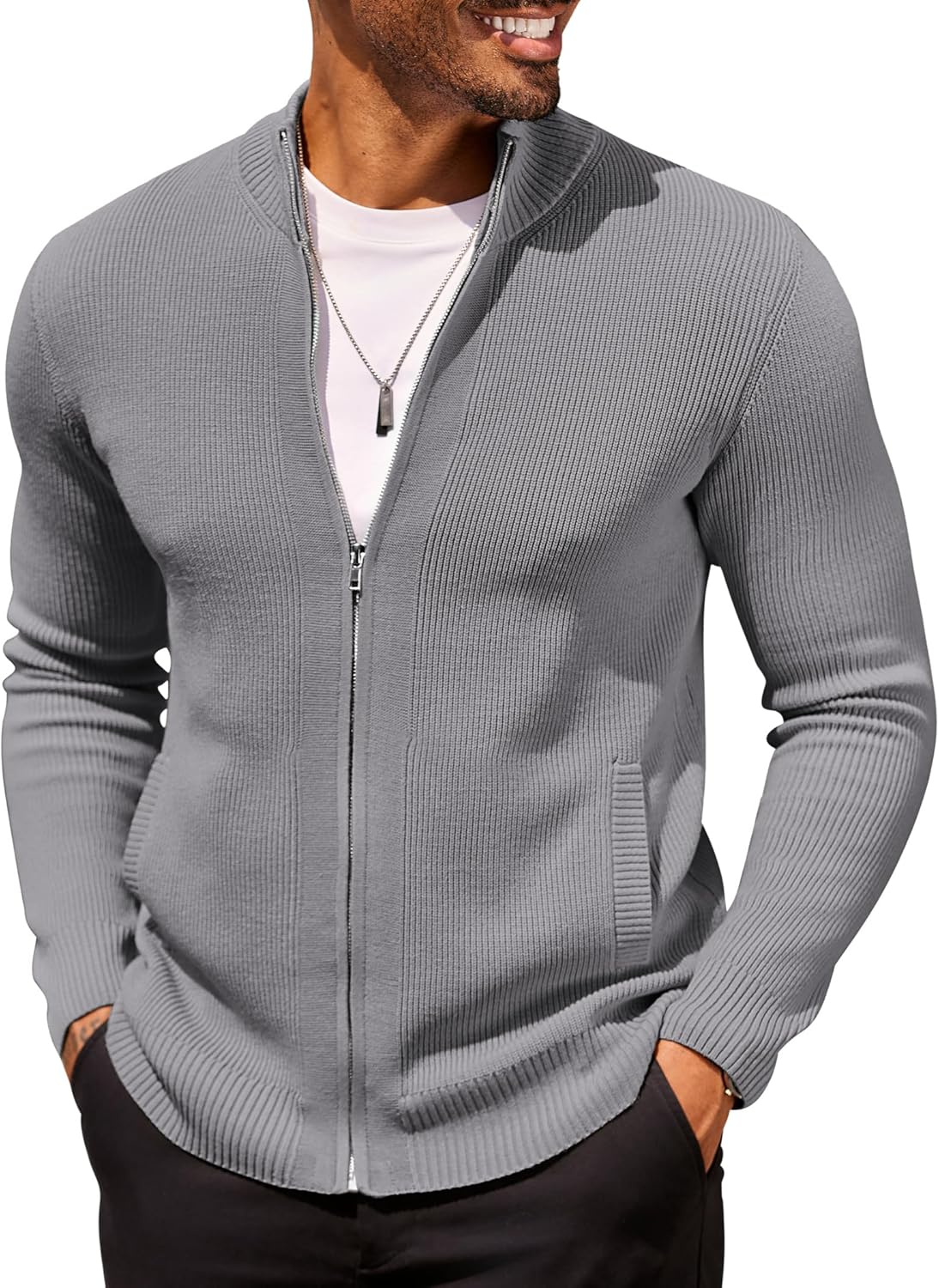 Stylish COOFANDY Mens Zip Up Cardigan Sweater for All Occasions