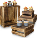 Wood Cupcake Display Stand 4-Piece Rustic Dark Brown - Tiered Dessert