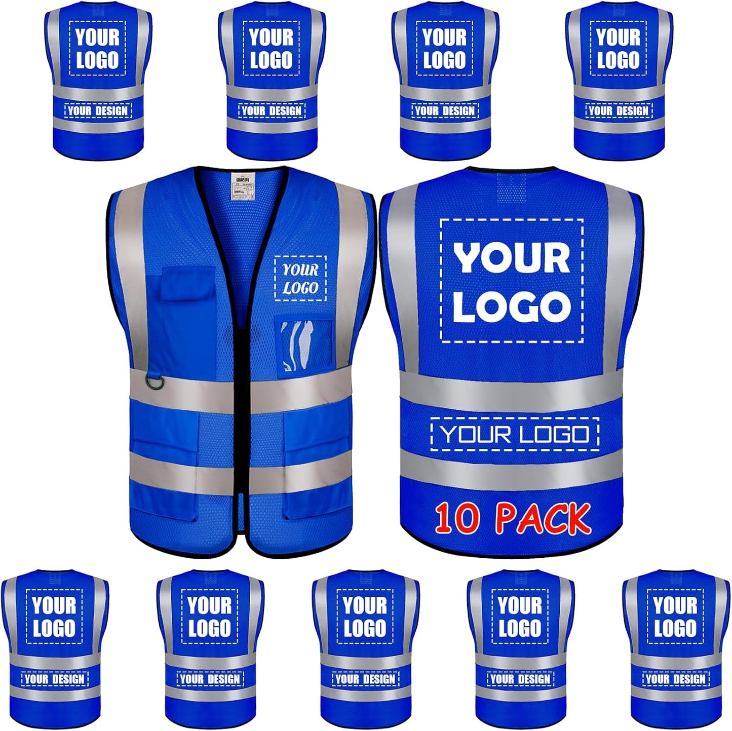 Custom Logo Safety Vest Class 2 High Visibility Reflective Gear
