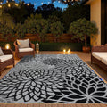 Outdoor Rug 8x10 ft with LED Light - Waterproof Reversible Mat