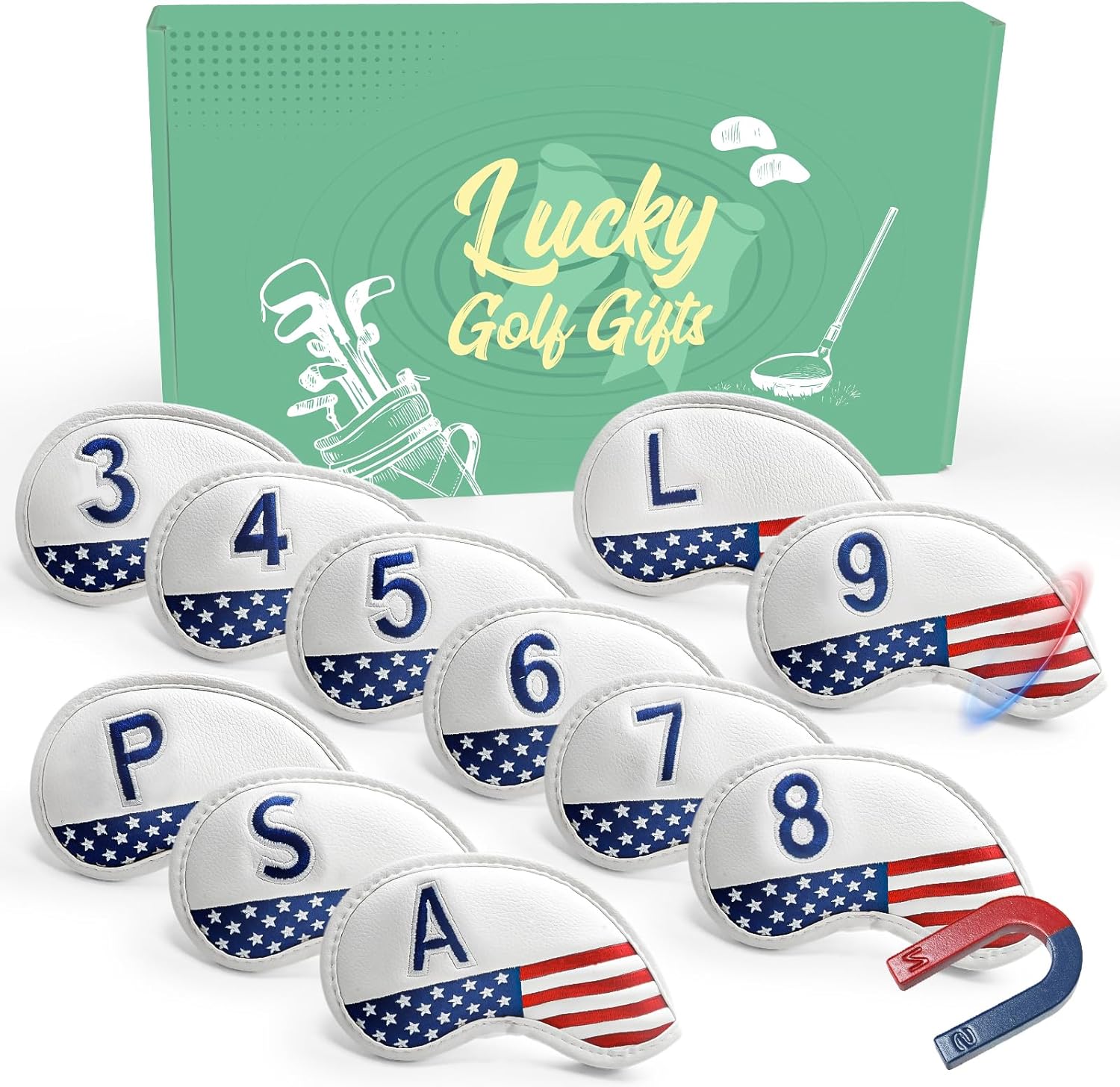 Magnetic Golf Club Covers for Irons - Durable 11 Pack Set
