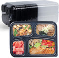 To Go Containers 34 oz 40 Pack - Leakproof 4-Compartment Meal Prep