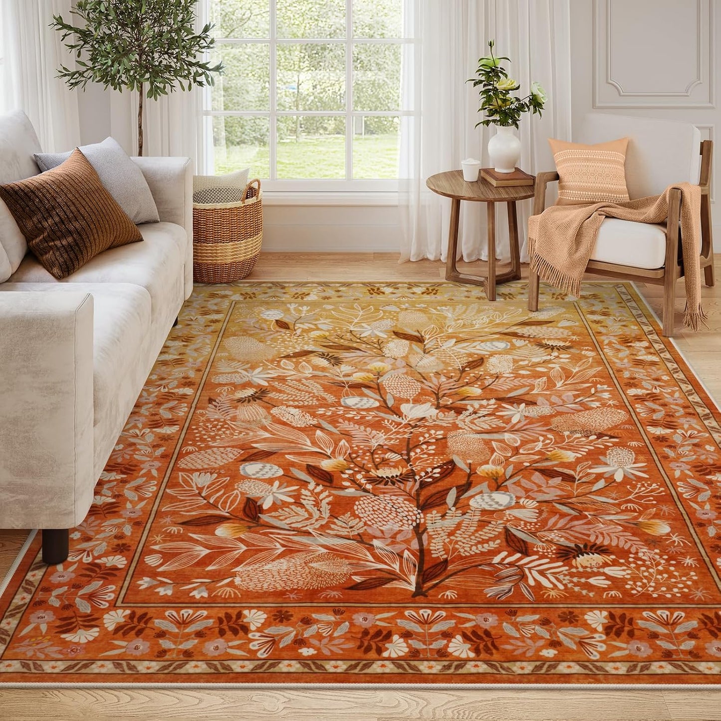 Botanical Floral Area Rugs for Living Room 8x10 by Anidaroel
