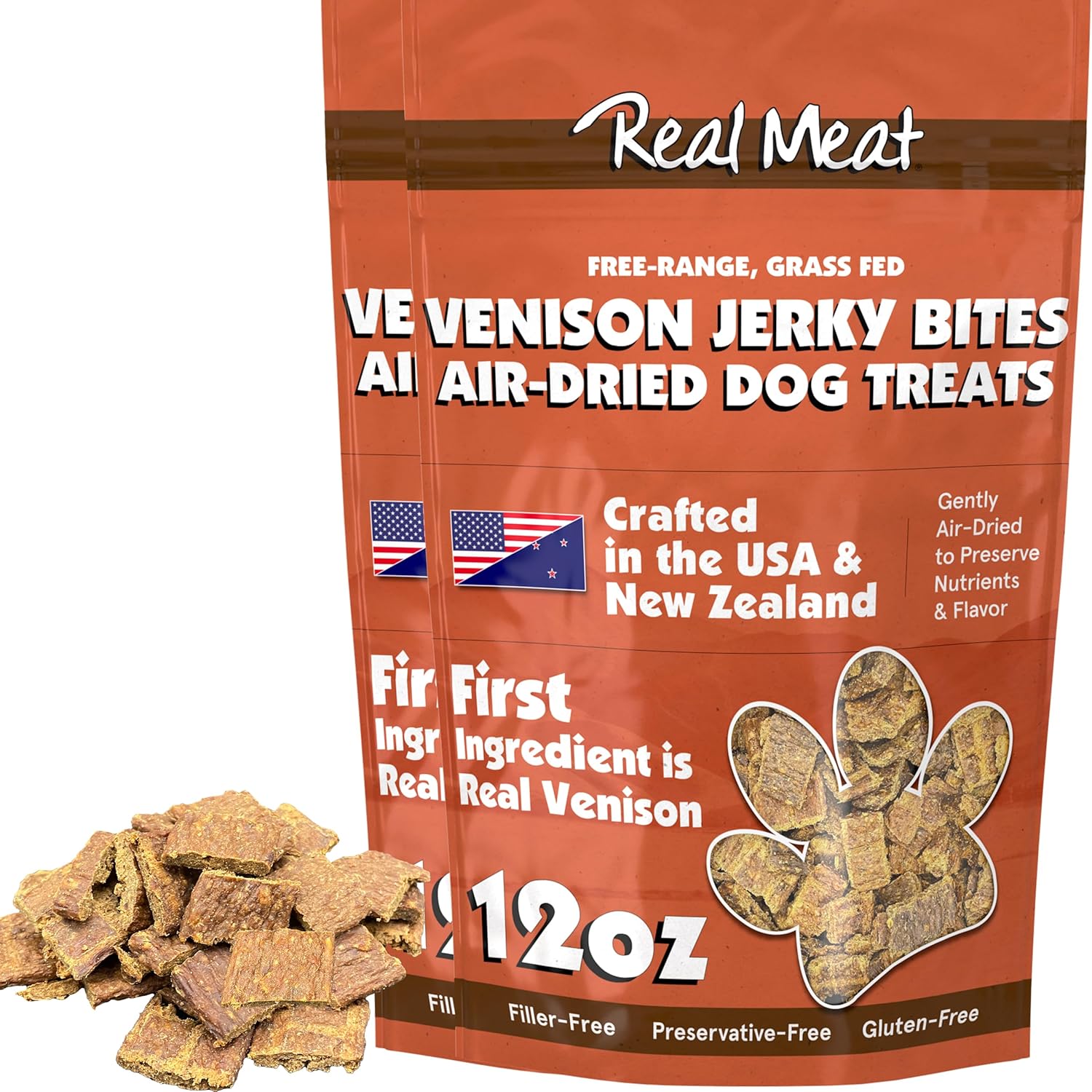 Real Meat Dog Treats - Air-Dried Venison Jerky for Dogs