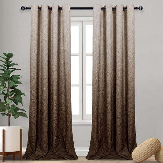 DWCN Brown Room Darkening Blackout Curtains for Living Room