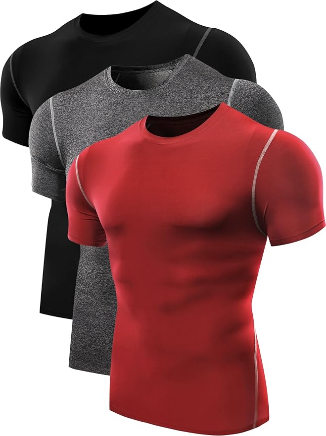 NELEUS Men's 3 Pack Athletic Compression Base Layer Shirts