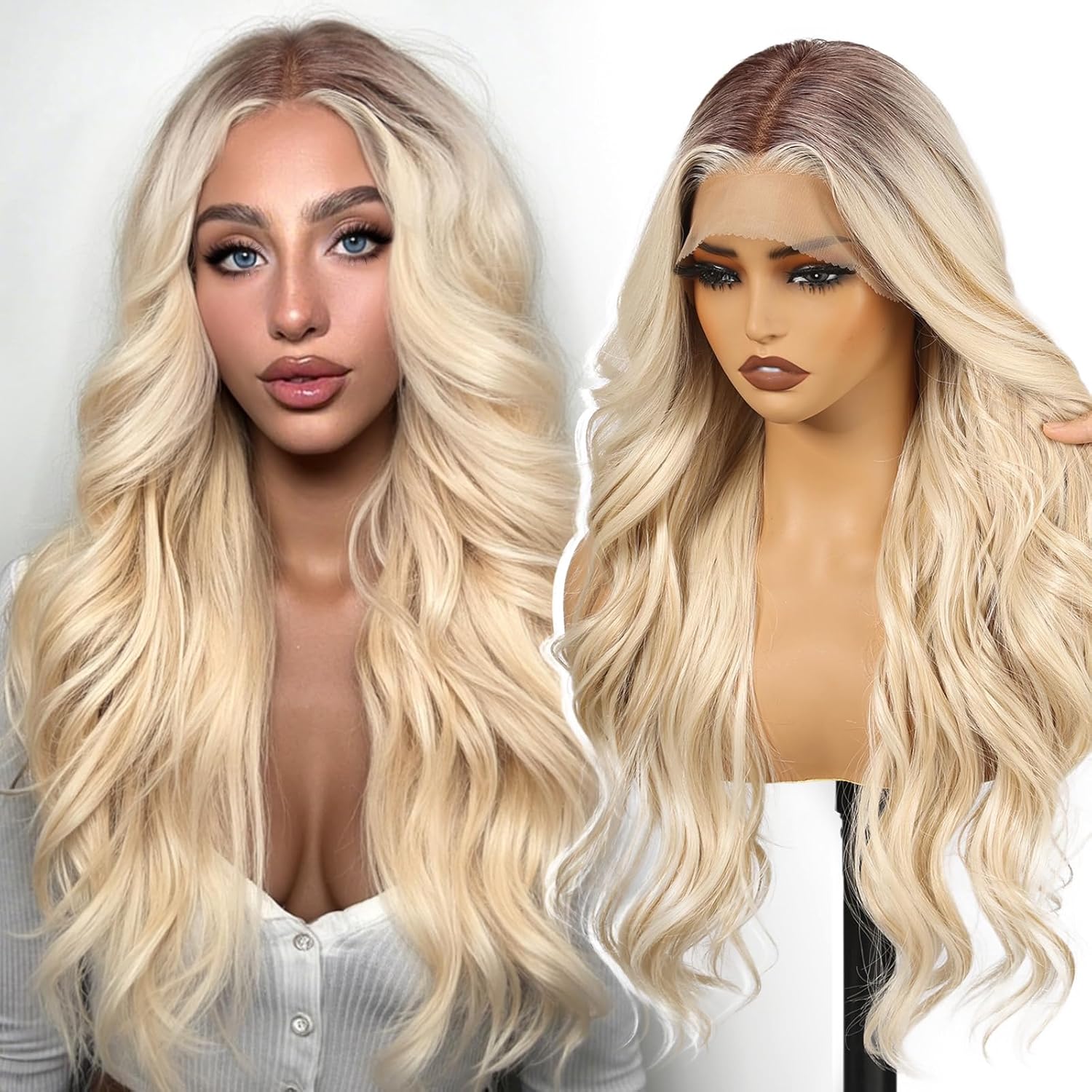 Blonde Synthetic Lace Front Wig by KOME for Daily Use