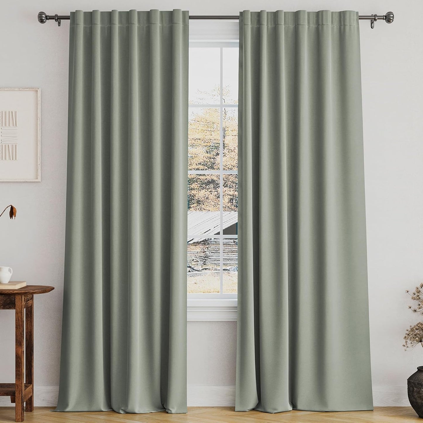Turquoize Sage Green Blackout Curtains for Bedroom and Living Room