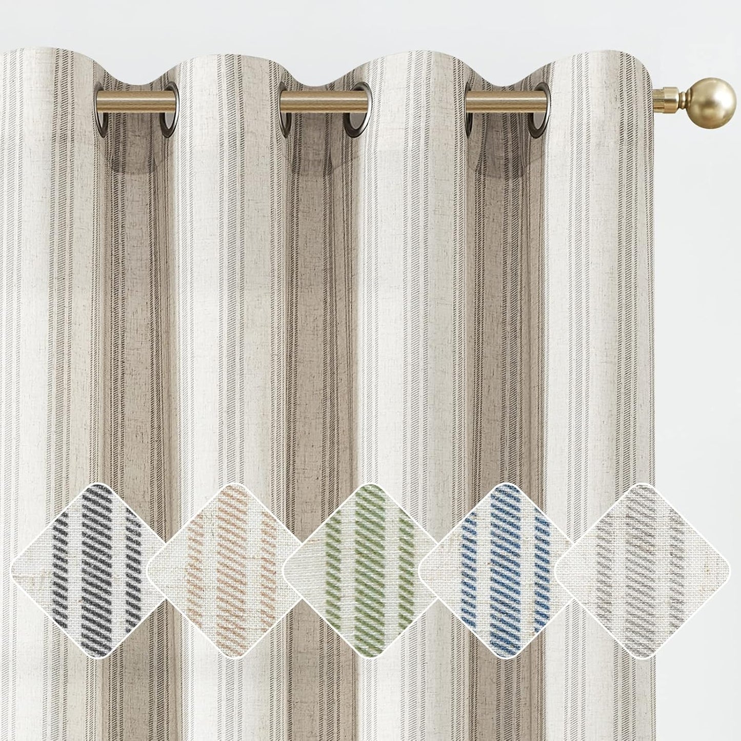 Grey Striped Curtains for Living Room and Bedroom Decor