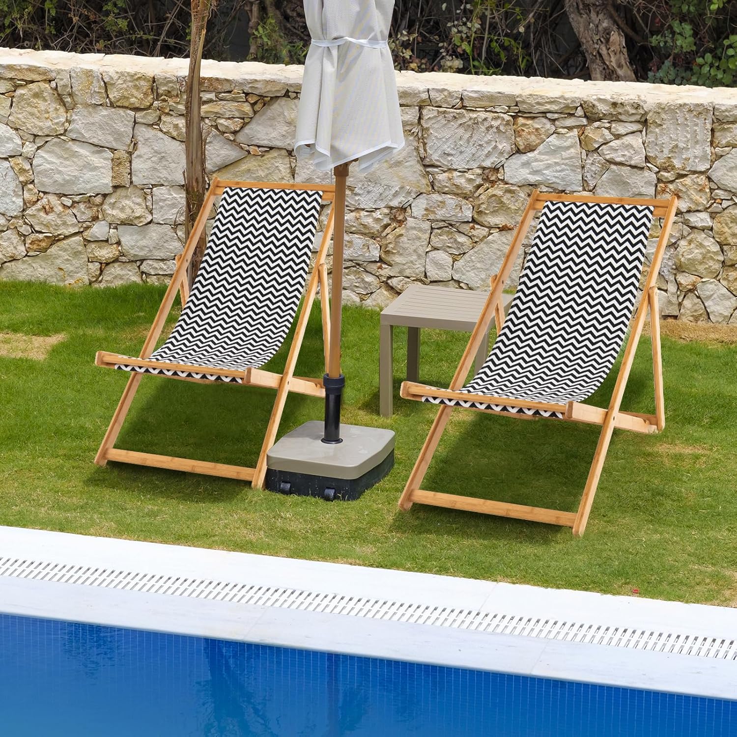 Tangkula Bamboo Sling Chairs - Adjustable Comfort!