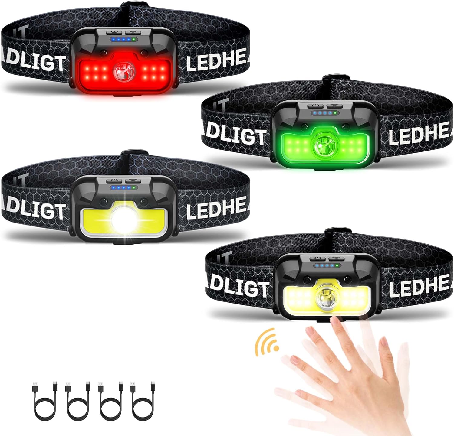 Rechargeable Headlamp 1300 Lumen Ultra-Bright 14 Modes for Camping