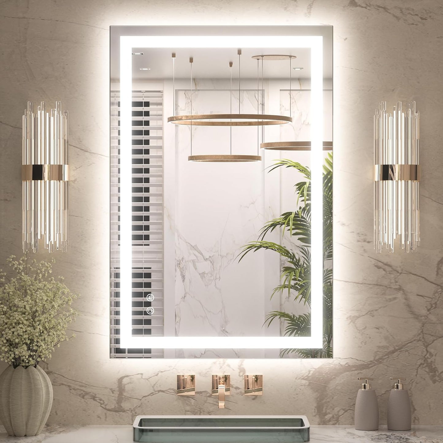 Keonjinn 40x24 Lighted Bathroom Mirror with Dimmable LED Lights