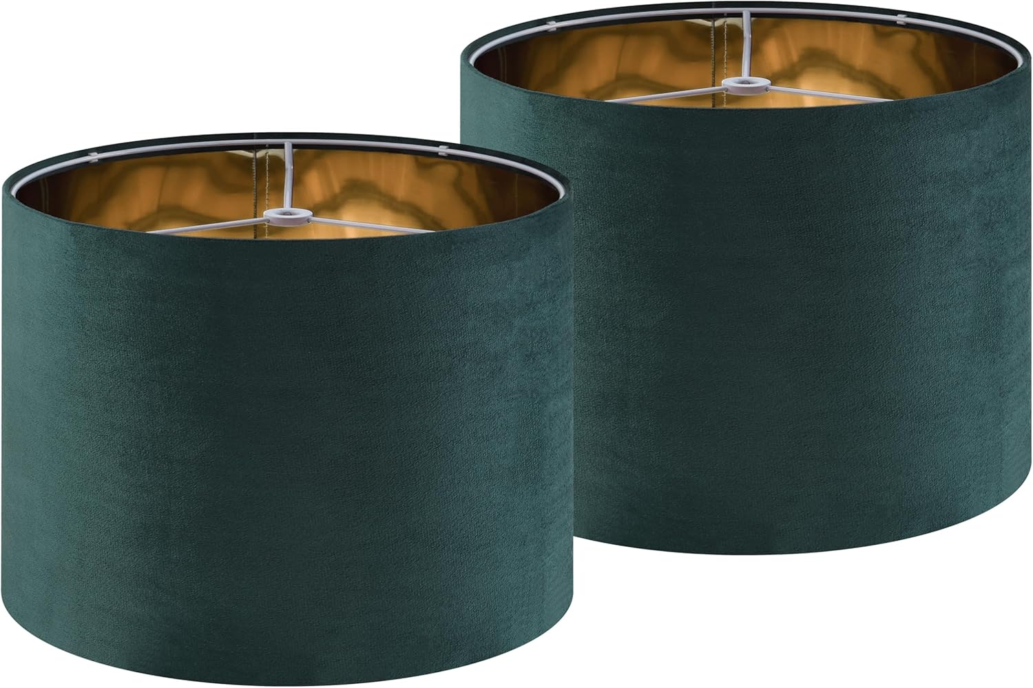 Green Velvet Lampshades Set of 2 for Modern Table & Floor Lamps